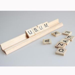 Wood Scrabble Tiles Letters Stand Rules 19 Cm (Length) No Letters Wooden Stands 20 pcs