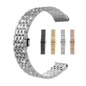 Luxo Rhinestone Watchbands Strap Diamante Borboleta De Aço Inoxidável Relógios Bandas Para Apple Watch 44 42mm 40 38mm Iwatch Series 6 SE 5 4 3 2 1 1