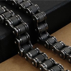 Retro Heavy Brush Black Stainless Steel Motorcycle Chain Bracelet 11mm /13MM Wide Punk Rock Hiphop Mens Women Bicycle Bike Biker Bracelets Bangle Jewelry