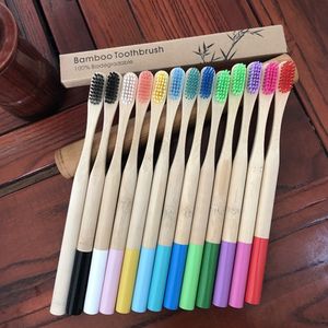 Bamboo toothbrush hotel nylon soft bristle disposable flat type biodegradable eco friendly kraft paper box package