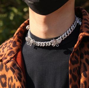 Hip hop micro inställning zircon fjäril 12mm kubansk halsband mode personlighet män och kvinnors clavicle chai