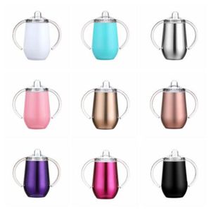 Sublimation Sippy Cups Baby Bottles Stainless Steel Wine Glasses Double Handles Tumblers Egg Cups with Handle Lid Breastmilk Feeding Milk Bottle Sea Ship YP357