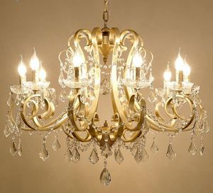 American country art chandelier, European Mediterranean French living room hanging lamp home luxury wrought iron lustre lighting MYY