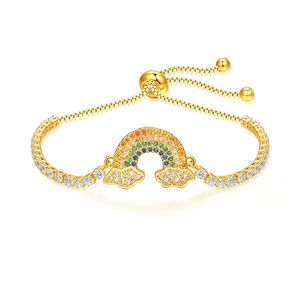 Affascinanti bracciali da donna placcati in oro colorati CZ Braccialetti arcobaleno per ragazze Donne per la festa nuziale Bel regalo