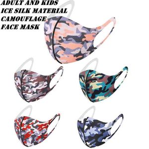 Adulto e Crianças Camuflagem Máscara Facial Máscaras Ice material de seda Anti Poeira Boca Muffle reutilizável Camo cara ZZA2091-7