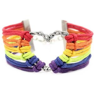 Rainbow Flag Gay Pride Bracelets LGBT Charm Heart Braided Rope Bracelets Gay Lesbian Love Heart Design Bangle Jewelry Cheap Wholesale