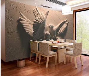 Personalizado murais papel de parede 3D para sala 3D pássaros alívio estéreo wallpaper viver papéis de parede TV sofá pintura de parede de fundo