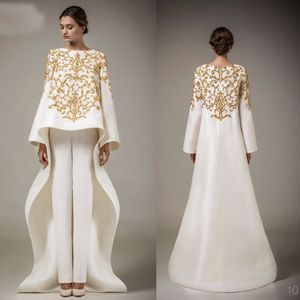 2020 Elegancki suknie wieczorowe Długie rękawy Aplikacje Spodnie Dress Prom Suknie Custom Made Długość Długość Linia Specjalna okazja Dress