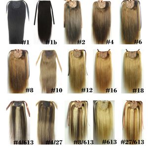 16-28 inches Ribbon Ponytail Horsetail 100g Clips in/on 100% Brazilian Remy Human hair Extension Natural Straight