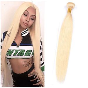 Brasilianska Virgin Hair One Bundle Double Wefts 613 # Blond Färg Silky Rak Ljusfärg 1 Stycke Hårförlängningar