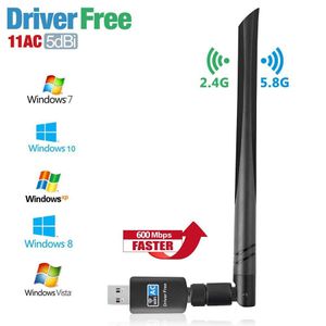 High-Speed 600Mbps Dual Band USB WiFi Adapter, 2.4GHz/5GHz Wireless Network LAN Card for Windows XP/Vista/7/8/10