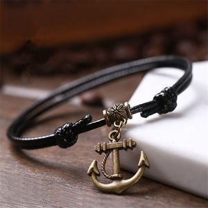 Red Coffee and Black Wax Rope Anklet Barefoot Sandals Accessories Foot Chain Jewelry Vintage Anchor Ankles for Women Men