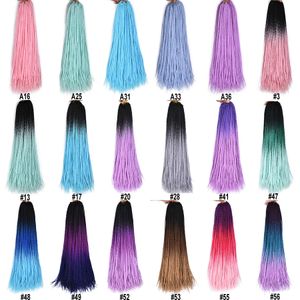 Colored Box Braid Crotchet Braids 24Inch Ombre Synthetic Braiding Hair Extension 22Roots RainbowCrochet Hair African