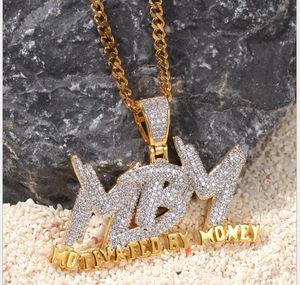 Hot Gold Plated Drip Letter MBM Motivated By Money Collane con ciondolo a due toni con catena a corda da 24 pollici Regalo di gioielli Hip Hop da uomo