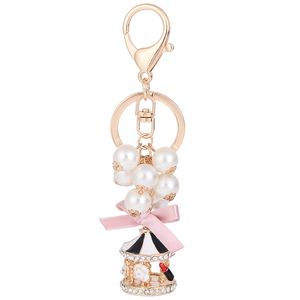 Carousel Beads Chiavi della macchina Catene Anelli per donne Ragazze Lady Ciondolo strass Borsa Charms Accessori Metallo Moda Portachiavi Regalo Gioielli Portachiavi Titolare