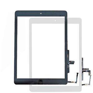 AAA dla iPad Air IPad 5 A1474 A1475 Ekran Dotykowy Digitizer Wyświetlacz Przednie szkło Panel Wymiana + Przycisk Strona główna Flex + Naklejka samoprzylepna