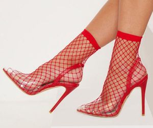 2019 أزياء الشفافية النساء حذاء امرأة شبكة الأحذية مثير رقيقة عالية الكعب حزب امرأة الصيف الجوارب والأحذية امرأة