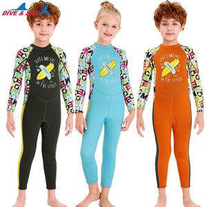 2.5MM Neoprene Boys Swimwear Skate Surf Printing Surf Jellyfish Wetsuits for Girls Children Diving Suit Long Sleeves Kids Swimming Suit