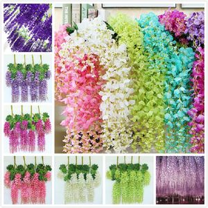 12 adet Yapay Sahte Wisteria Vine Çiçek 75 cm 110 cm Wisteria Asma Asılı Çiçekler Noel Çelenkler Ev Bahçe Düğün Dekor Için