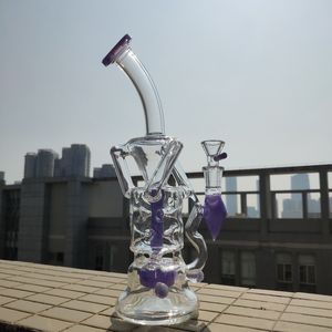 Fab äggglas Bong Double Recycler Bong Turbine Perc Dab Rig Unika Bongs med 14mm Skål Vattenrör HR319