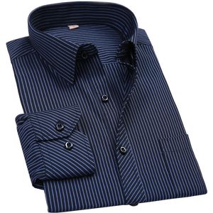 Plus Große Größe Männer Business Casual Langarm Shirts Klassische Gestreifte Männliche Kleid Hemd 5XL 6XL 7XL 8XL