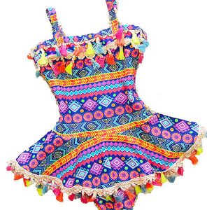 2-8Y Baby Girl Swimwear One Piece Swim Suit Print Summer Korean Style Children Swimsuit Kids Bathing Suits Girls Beach Dress