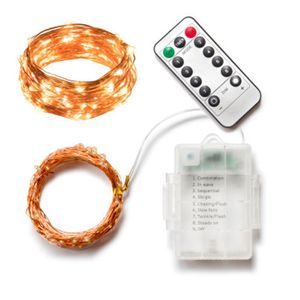 Led light string battery operation with remote timer waterproof silver copper wire flashing string lights indoor and outdoor CRESTECH