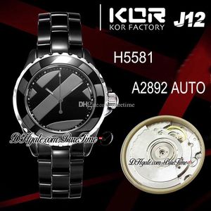 新しいKORF H5581 38mm A2892自動メンズウォッチブラック韓国セラミックケースブラックセラミックブレスレットベストエディションPuretime A1