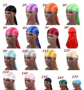 19 New Fashion Men's Raso Durags Parrucche Bandana Turbante Uomo Setoso Silag Copricapo Fascia Cappello da pirata Accessori per capelli