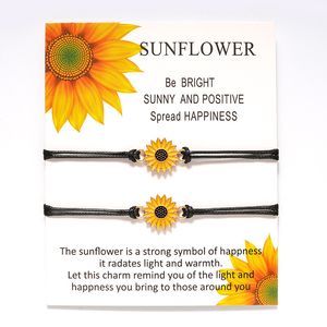 Gioielli vintage Bracciali con girasole regolabili Bracciali con corda per i desideri Sorella Amore Braccialetti per l'amicizia Regali per le donne