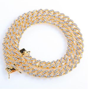8mm Iced Out Cuban Halsband Kedja Hip Hop Smycken Choker Gold Silver Color CZ Clasp för herr Rapper halsband