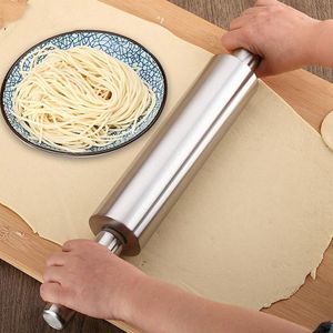 Stainless Steel Rolling Pin Non-stick Pastry Dough Roller Bake Pizza Noodles Cookie Pie Making Baking Tools Kitchen Accessories