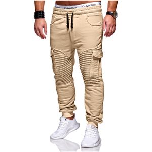 Mężczyźni Joggers Spodnie Sweatyczne Dorywczo Spodnie Odzież Jesień Zima Nowe Męskie Plisowane spodnie Fitness Wiele spodnie dla wielu kieszonkowych T190822