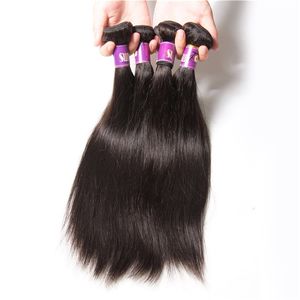 Brasilianska Virgin Hair Straight 10pcs / Lot Billiga Obehandlat Human Hair Weave Rakt hårförlängning