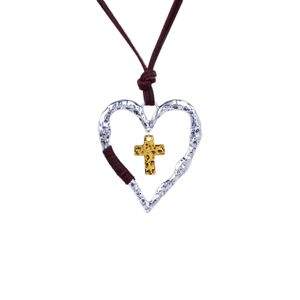 Pretty Cross Necklace för Kvinnor / Tjej Real Charm Latin Cross Heart Necklaces