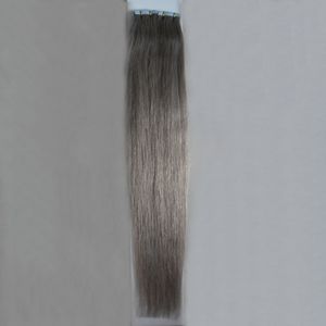 Grå tejp i förlängningar Dubbelsidiga tejphår Remy Extensions Ryska hårförlängningar 100g 40pcs hud väft mänskligt hår