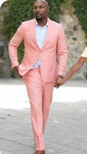 Высокое качество две кнопки розовый жених смокинги пик отворот мужские костюмы 2 шт. свадьба / выпускной вечер / ужин блейзер (куртка + брюки + галстук) W698