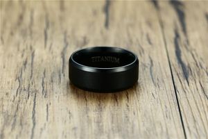 High quality Solid Titanium ring Manual drawing Simple basic with black plating for men wedding men's ring width 8MM