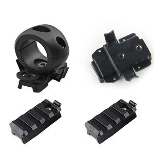 Tactical Airsoft Fast Helmet Accessory Picatinny Adapter Rail Base Metal Flashlight Clamp Set