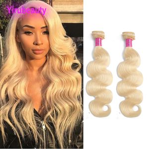 Brasilianska jungfruliga hårförlängningar 8-30 tum 2 buntar kroppsvåg 2 bitar/mycket människohår 613# blond dubbel wefts 613 färg