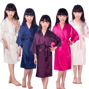Kids pajamas Robe Satin Children Kimono Robes Bridesmaid Gift Flower Girl Dress Silk Bathrobe Nightgown children's bathrobe free shipping