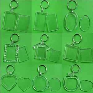 DIY Acrylic Blank Photo Keychains Shaped Clear Key Chains Insert Photo Plastic Keyrings Photo Frame Free Shipping