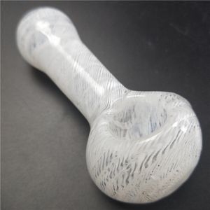 Cucchiaio per pipe da fumo in vetro a strisce bianche per accessori per adattatori per tabacco, bong ad acqua, narghilè