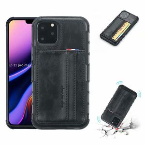 Drop Resistance Vegan Leather Wallet Shell Dual Card Slots ShockoProof Holster Back Case för iPhone 11 Pro Max XR XS 6s Samsung Not10