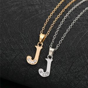 English Alphabet -J gold silver friend Name Letters pendant Necklaces Sign Word Chain Tiny Initial Letter Lucky woman mother men's family gifts jewelry