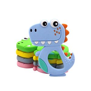 Cartoon Silicone Baby Teethers BPA Free Animal Dinosaur Infant DIY Ring Teether Toddler Silicone Chew Charms Kids Teething Toys