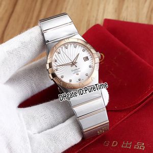 Nuovo 123.20.38.21.52.001 Two Tone Rose Gold Diamond Bezel Silver Dial Miyota 8215 Automatic Mens Watch Orologi in acciaio inossidabile Puretime E15a1