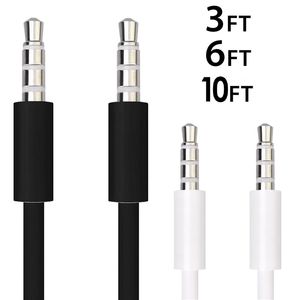 Cabo de áudio auxiliar estéreo para carro, 1m, 2m, 3m, 3.5mm, macho, linha de cabo aux para mp3, pc, alto-falante, fone de ouvido