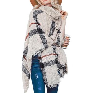 Mode Frauen Strick Hoher Kragen Batwing Quasten Poncho Cape Herbst Winter Stricken Pullover Mantel Übergroßen Pullover Poncho Pullover