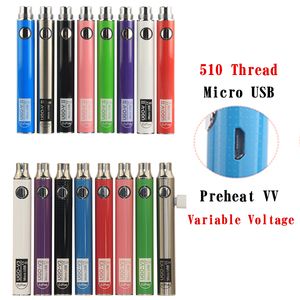 UGO EVOD Предварительно нагревая VV Переменный напряжение Micro USB ECIG Vape Pen Battery с 510 нитью EGO CHARGER UGO V3 V2 VOPORIZE 650 900MAH